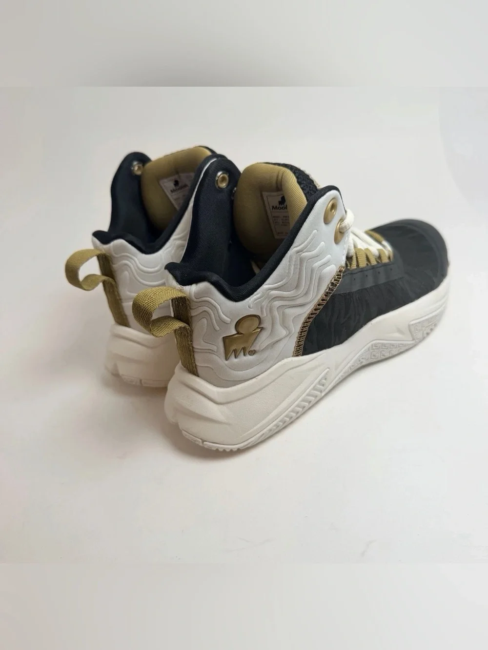 Youth High-Top Athletic Sneakers in Black, White & Gold